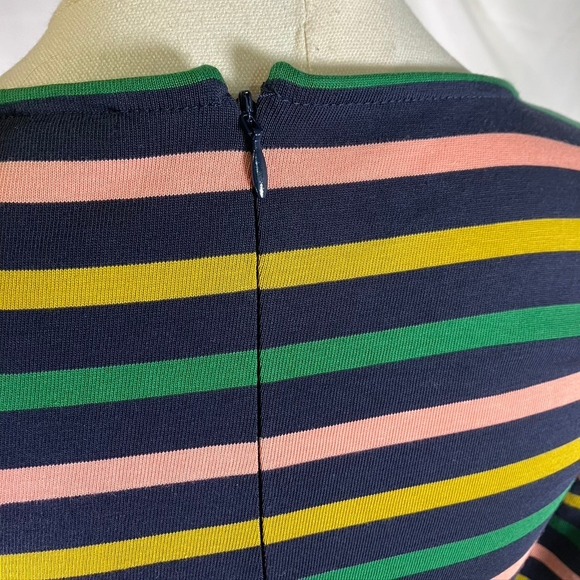 J. Crew Striped Knit Midi Dress Long Sleeve Pink Green Yellow Navy Size 2 New - Picture 11 of 16